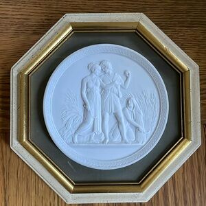 Royal Copenhagen Summer Biscuit Framed Wall Plaque Bertel Vintage White